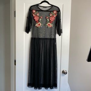 ZARA Mesh dress with embroidery